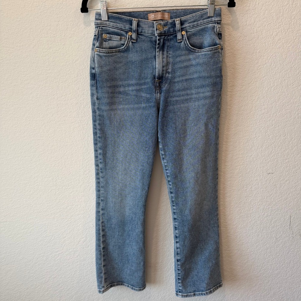 7 For All Mankind Luxe Vintage HW Slim Kick High Waist Jeans Blue Denim